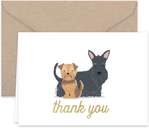 Paper Frenzy Dogs Puppies Thank You Note Card Collection 25 pack with Kraft Envelopes in Saudi Arabia