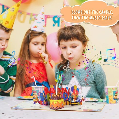 Musical Birthday Card, 3D Birthday Popup Cards with Blowable Candle, Pop Up Birthday Card with Happy Birthday Music for Kids, Men and Women in Saudi Arabia