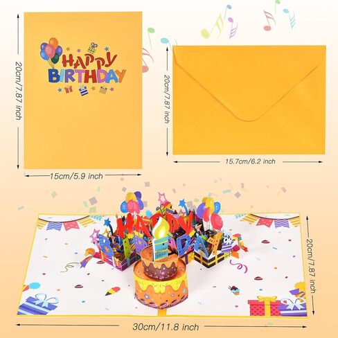 Musical Birthday Card, 3D Birthday Popup Cards with Blowable Candle, Pop Up Birthday Card with Happy Birthday Music for Kids, Men and Women in Saudi Arabia
