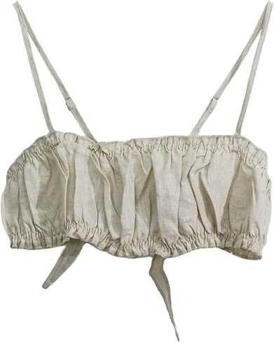Amazhiyu Women's 100% Linen Summer Casual Tie Back Open Back Crop Cami Tops in Saudi Arabia