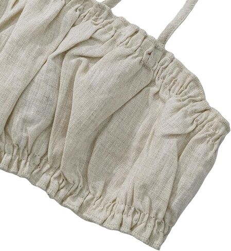Amazhiyu Women's 100% Linen Summer Casual Tie Back Open Back Crop Cami Tops in Saudi Arabia