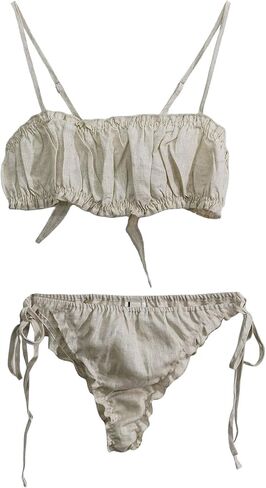 Amazhiyu Women's 100% Linen Summer Casual Tie Back Open Back Crop Cami Tops in Saudi Arabia