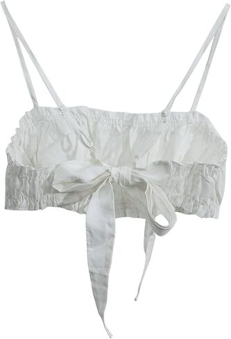 Amazhiyu Women's 100% Linen Summer Casual Tie Back Open Back Crop Cami Tops in Saudi Arabia