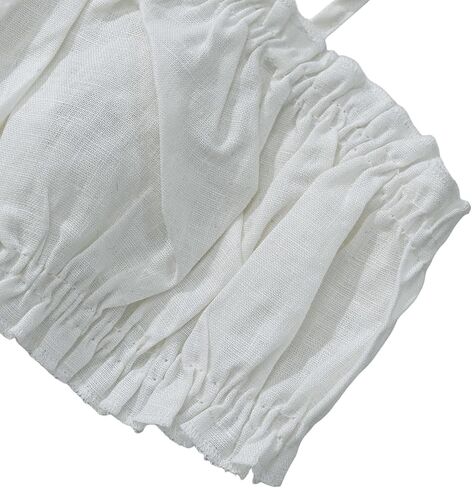 Amazhiyu Women's 100% Linen Summer Casual Tie Back Open Back Crop Cami Tops in Saudi Arabia