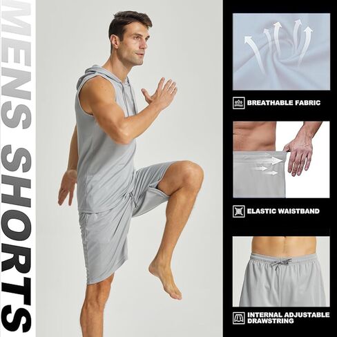 LANBAOSI 2 Pack Men's Running Athletic Shorts Gym Workout shorts for Men Fitted Exercise Mens Fitness Shorts with Pocket in Saudi Arabia