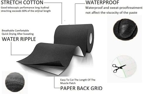 Extra Wide Pre-Cut Kinesiology Tape | Reduces Pain | Made of A High-Grade Water-Resistant Material Preferred by Athletes | Helps Prepare Muscles for Retraining | (20 Strips One Roll) | in Kuwait