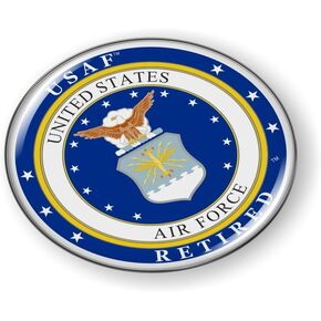 [Officially Licensed Product] - United States Air Force USAF Retired 3D Domed CAR Emblem Badge Sticker Flexible ROUND