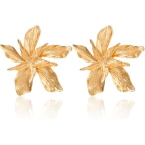 Gold Flower Earrings for Women Large Gold Earrings Floral Earrings Geometric Statement Earrings Birthday Party Jewelry Gift for Women