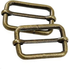 Slide Belt Keeper 1" 1.25" Movable Bar Slider Strap Adjuster Rectangle Strap Keeper Purse Making (Antique Brass) (1" x 20 pcs, Antique Brass)