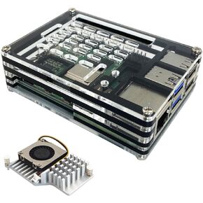 Raspberry Pi 5 Case, 9 Layers Acrylic Case with Active Cooler for Raspberry Pi 5 4GB/8GB (5B210H)