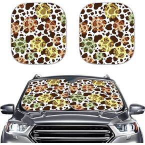 HUGS IDEA 2 Piece Car Sun Shade Winshield Sunshade Universal Fit 2 Packs, Vintage American USA Flag Block Sun Glare UV and Heat Protect Car Interior Accessories