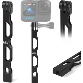 HSU Aluminum Extension Arm, 1/4"- 20 Hole Metal Pole Mount Helmet Stick Extension Arm Mount for GoPro Hero 12/11/10/9/8/7/6/5 Black, DJI Osmo Action 4/3 and More (6.2")