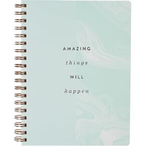 Fringe Studio Spiral Notebook Journal, Amazing Things Marble, Paperback Cover, Front Storage Pocket, Narrow Ruled, 7.8" W X 9.75" H, 192 Pages (977149)