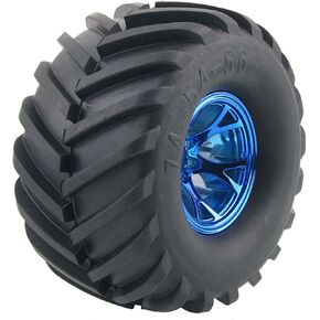 1/10 Monster Truck Tire and Plastic Wheel Set for Traxxas HIMOTO HSP HPI Tamiya Kyosho RC Model Car Parts (Blue)