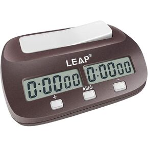 LEAP Chess Clock Digital Chess Timer Professional for Board Games Timer with Alarm Function (Official Store) Brownish Red