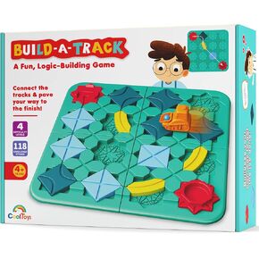CoolToys Build-A-Track Brain Teaser Puzzles for Kids Ages 4-8 - Educational Smart Logic Board Game for Children, 4 Levels & 100+ Skill-Building Challenges, Fun Home & Travel Boys & Girls STEM Activity