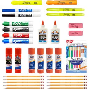 SHARPIE School Supplies Variety Pack, BTS Teacher Pack, Expo, Paper Mate, Elmer’s, Glue Sticks, Pourable Glues, Pencils, Dry Erase Markers, Highlighters, and More, 48 Count