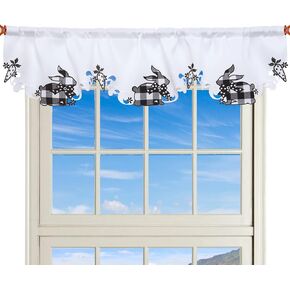 Grelucgo Embroidered Easter Valance W58 × L14 Inches for Kitchen Window (Basket)