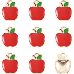 Beadthoven 100pcs Enamel Charms Pendants Bulk Multiple Styles Enamel Charms for Jewelry Making Red Apple Fruites Flamingo Flower Ladybugs Heart for Bracelets Necklace Earrings Making DIY Accessory