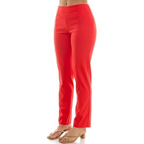 Zac & Rachel Women's Millennium Fabric Pull-On Slim Leg Pant, Poppy Red, 22W