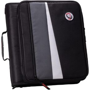 Case-it The Universal Zipper Binder - 2 Inch O-Rings - Padded Pocket That Holds up to 13 Inch Laptop/Tablet - Multiple Pockets - 400 Page Capacity - Comes with Shoulder Strap - Jet Black LT-007