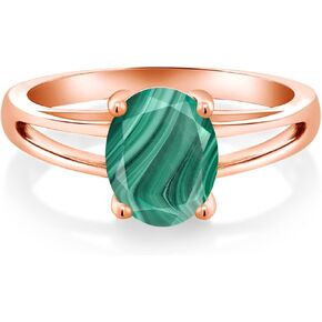 Gem Stone King 18K Rose Gold Plated Silver 9X7MM Oval Gemstone Birthstone Solitaire Engagement Ring | Wedding Engagement Anniversary Promise Ring For Women | Available In Size 5, 6, 7, 8, 9