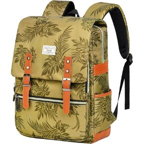 Ronyes Vintage Backpack for Women Men, Laptop Backpack 15.6 inch Bookbag Casual Daypack for College Work, Black with Flower Pattern