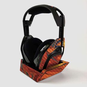 MightySkins Carbon Fiber Skin For ASTRO Gaming A50 Wireless Headphones + Base Station - Amber Marble | Protective, Durable Textured Carbon Fiber Finish | Easy To Apply | Made in the USA
