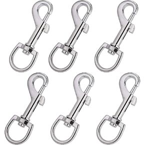 Swivel Snap Hooks, Hanlongyu Metal Heavy Duty Dog Leash Clasp Stainless Steel, Multipurpose Keychain Clip Spring Pet Buckle for Linking Collar, Chain, Crafts Project (6 pcs) 6pc Silver Hooks 3X1inch