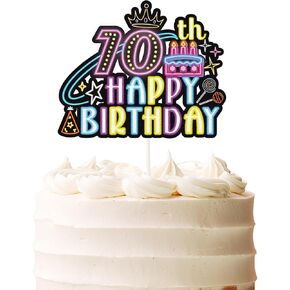 Glow Neon Happy 9th Birthday Cake Topper,Let Glow 9th Years Old Cake Decor,Colorful Glowing 9th Birthday Party Decorations