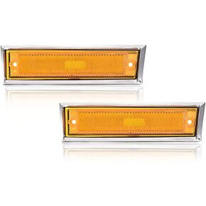 Front Side Marker Lights Compatible with 1981-1991 Chevy C10 C20 C30 Blazer GMC C1500 C2500 Jimmy Suburban Pickup LH RH Side Amber Bezel Marker Lights Pair Set