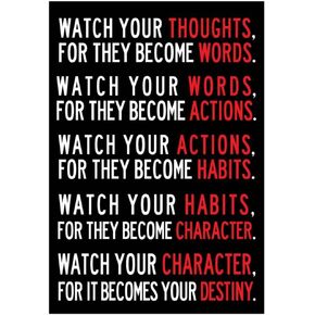 ArtEdge Watch Your Thoughts Motivational Poster Print 13x19 in Living Room