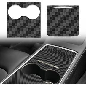 Carbon Fiber Console Cover Interior Decoration Wrap Kit for Tesla Model 3 Model Y 2021 2022 2023 Tesla Accessories Center Console Wrap Kit (White Carbon Fiber)
