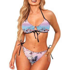 Upetstory Women Two Piece Swimsuit Halter String Triangle Bikini Sets