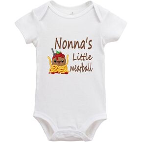 Nonna's Little Meatball Letter Print Bodysuits Long Sleeve Baby Unisex Bodysuit