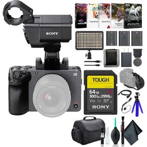 Sony FX30 Digital Cinema Camera with XLR Handle Unit ILME-FX30, 64GB SF-G Tough Card, Bag, 2 x NP-FZ100 Compatible Battery, LED Light, External Charger, Corel Photo Software, and More