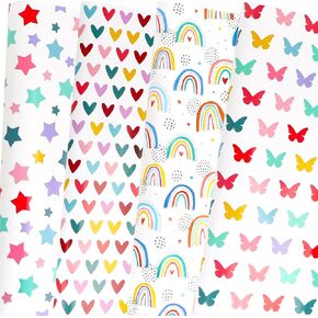 ZJHiome 8 أوراق قوس قزح ورق التغليف 50x70 سم عيد ميلاد ورق التغليف قوس قزح النقاط نجوم فراشة هدية ورق التغليف للبنين الفتيات البالغين عيد ميلاد الطفل دش عيد الميلاد الحرفية هدية ديكور DIY in Kuwait