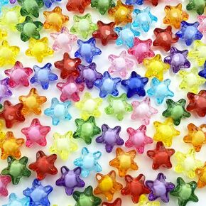 100 PCS 15mm Acrylic Star Beads Loose Spacer Colorful Beads for DIY Craft Jewelry Making Bracelet Necklace Earring Ornament Wind Chimes Key Chains(Multicolor)