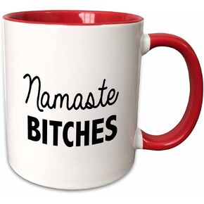 3dRose Namaste Bitches Mug, 11 oz, Black/White