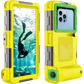 𝟐𝟎𝟐𝟒 Upgrade Underwater Diving Phone Case for iPhone 15/14/13/12/11 Pro Max/XR/XS/X Galaxy S24/S23/S22/S21 Universal Waterproof Case for Snorkeling Photo Video Yellow