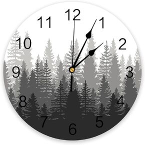 Forest Wall Clock, 10 Inch Round, Silent Non-Ticking, PVC Material, Green