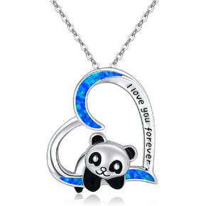 JUSTKIDSTOY Panda Necklace Gifts for Mother's Day 925 Sterling Silver Cute Animal Heart Pendant - I Love You Forever Jewelry for Women Daughter Panda Lover in Kuwait