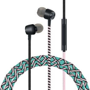 Colorful Wired in-Ear Earbuds Headphones - 3.5mm Braided No Tangle Earphones with Microphone for Laptop Tablets Android Smartphones Fabric Braided Gaming Headset for School (Rainbow) in Saudi Arabia