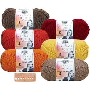 Lion Brand Yarn - Vanna's Choice - 6 Pack Assortment with Needle Gauge (Autumn)