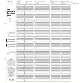 TreeSeek® 5 Generation Descendants Chart | Blank Genealogy Forms for Family History and Ancestry Work