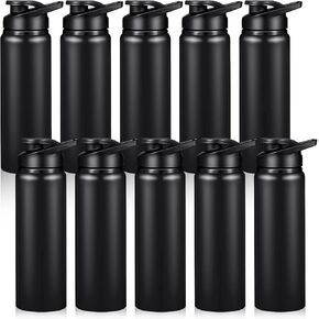 CHENGU 4 Pcs Aluminum Water Bottle 24oz Aluminum Reusable Bottles Lightweight Snap Lid Sports Water Bottle Multipack Easy Carry Leak Proof Travel Bottle for Gym Camping Hiking Outdoor Fishing (Black)