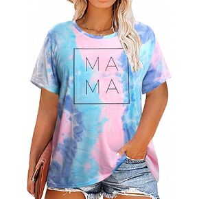 Plus Size Mama Shirt Women Cute Mama Rainbow Shirts Funny Mom Life Tshirt Pregnant Mom Tee Tops