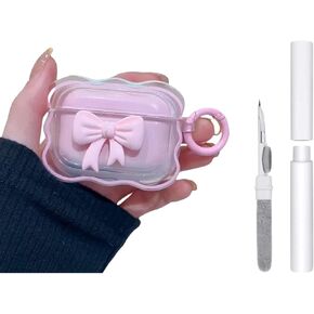 for AirPod 3rd generation Clear Case,Cute Trendy Pink Stars Pattern Design with Keychain, Soft Transparent TPU Protective Shockproof Headphone Case for AirPods 3 case for Girls Women Teens