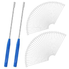 2 Pieces Mycology Reusable Supplies Inoculation Loop Kit with 70 Replaceable Chromium Alloy Needle Tip Inoculation Loops for Kit Laboratory Research Tools