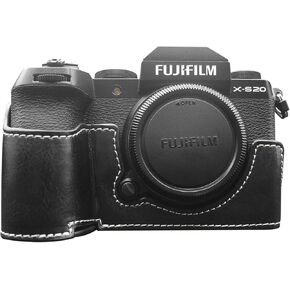 حافظة MUZIRI KINOKOO لكاميرا Fujifilm Fuji XS20/X-S20، حافظة واقية من جلد البولي يوريثان طراز عتيق Fuji XS20 مع قبضة يد وتصميم سفلي مفتوح - بني